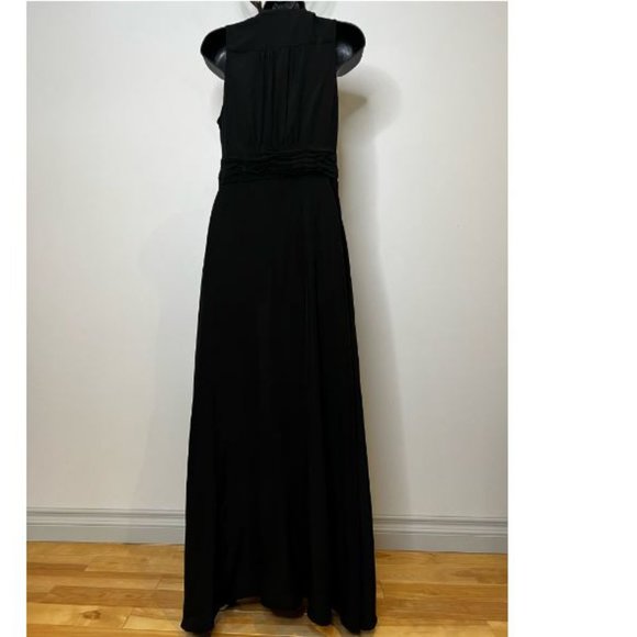 Cassis Womens V-Neck Silk Wrap Maxi Dress  Sleeveless Tie Waist Size 4 Black - Picture 2 of 4